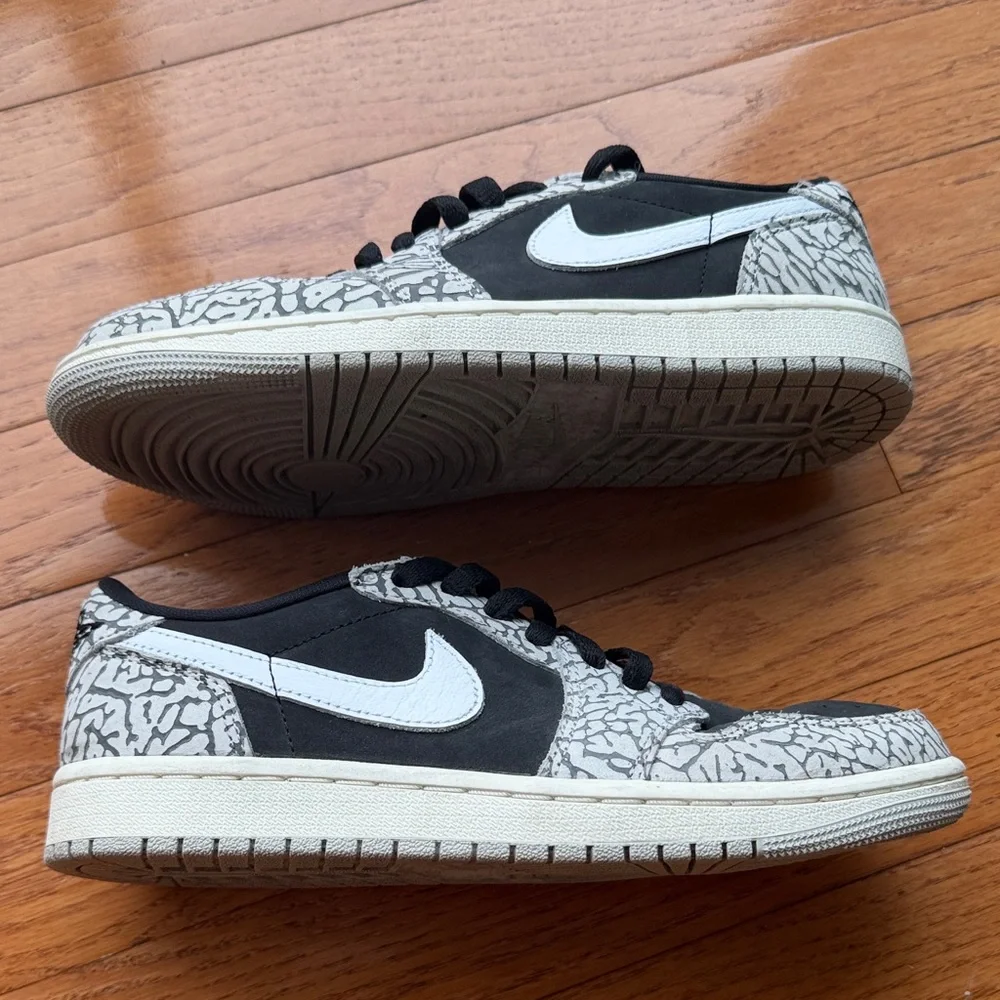 Nike Air Jordan 1 Retro Low OG Black Cement Elephant Print Sneaker Women’s 7
